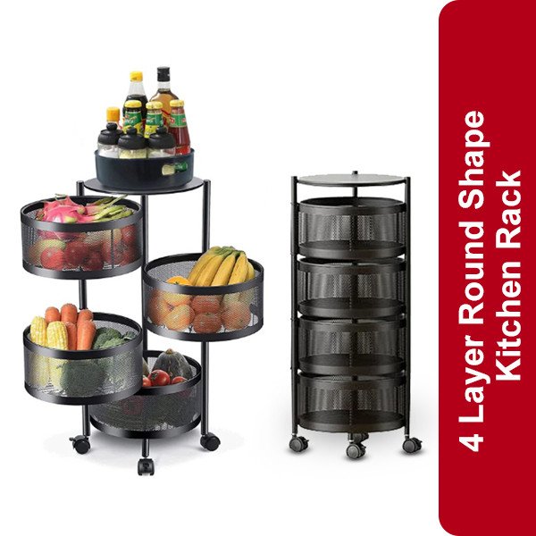 4 Layer Round Shape Kitchen Rack