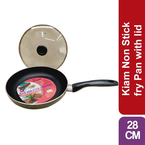 Kiam Omega Non Stick Fry Pan with Glass Lid 28 cm