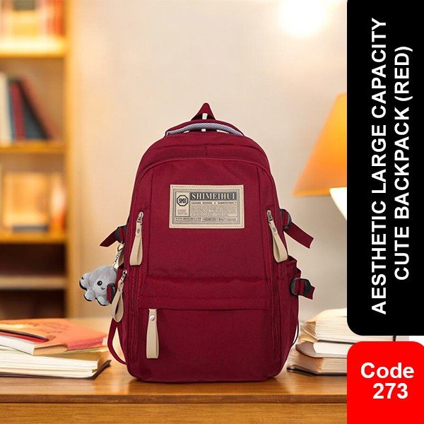 Aesthetic Large Capacity Cute Backpack (RED)