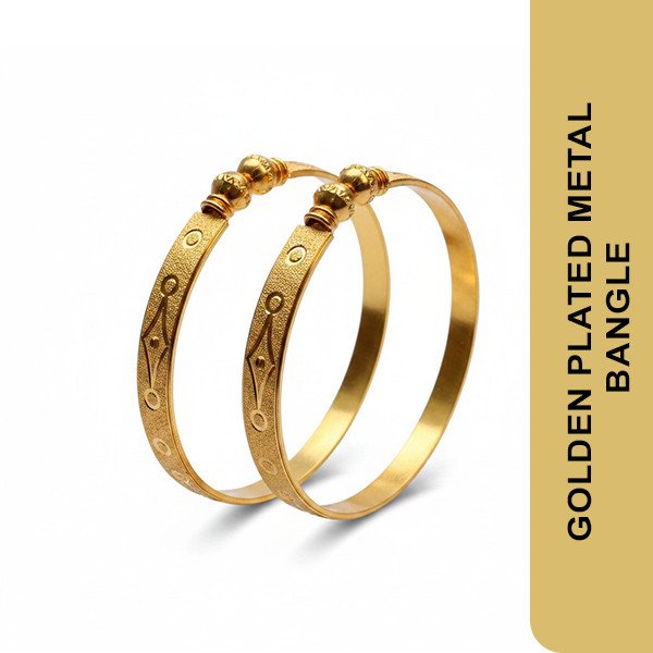 Stainless Steel Golden Bangle Bracelet-1pair