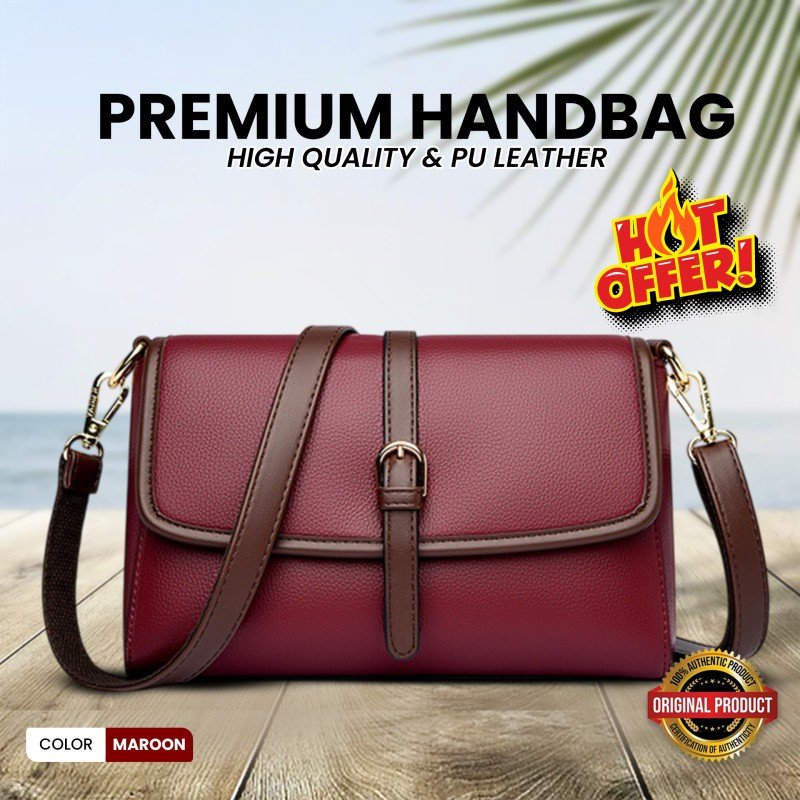 Genuine Soft Leather Handbag for Ladies(maroon color) 250