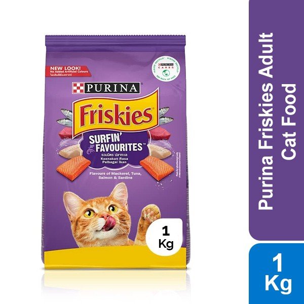 Purina Friskies Adult Cat Food Surfin Favourites Flavours Mackerel,Tuna, Salmon & Sardine - 1Kg