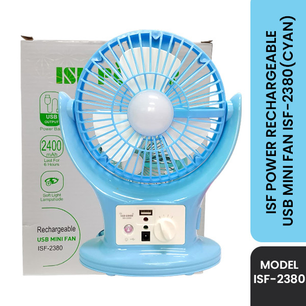 ISF Power Rechargeable USB Mini Fan ISF-2380(Cyan )