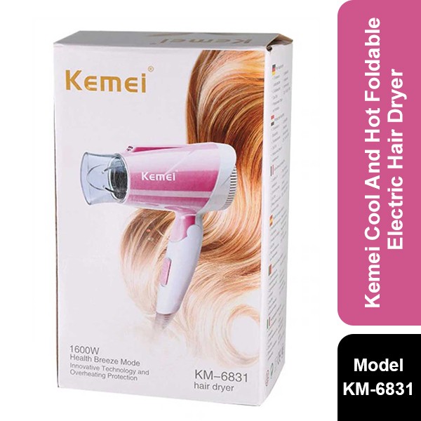 Kemei KM-6831 Cool And Hot Foldable Electric Hair Dryer For Women