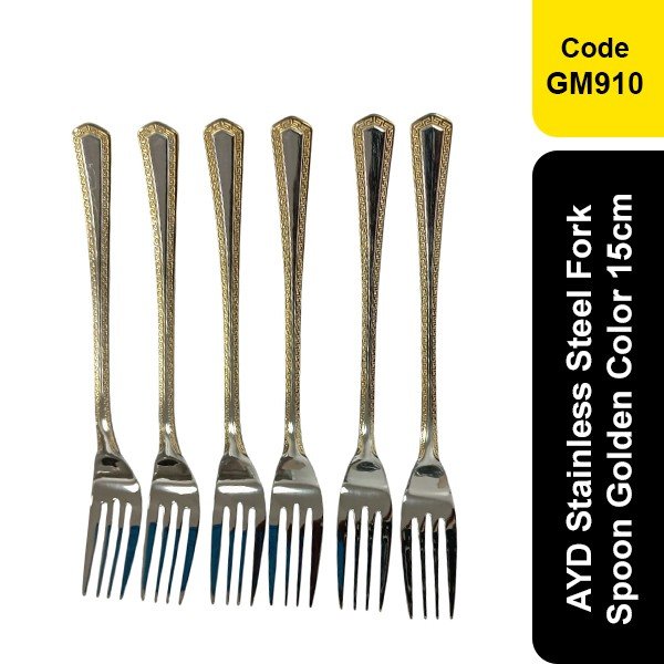 AYD Stainless Steel Fork Spoon Golden Color 15cm(GM 910)