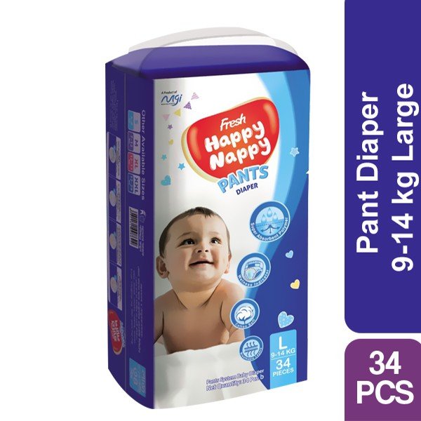 Fresh Happy Nappy  Pant Diaper L (9-14 kg) 34 pcs