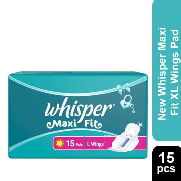 Whisper Maxi Fit Wings Sanitary Pads for Women XL, 15 Napkins