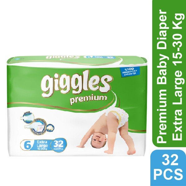 Giggles Premium  Baby Diaper 6 XL 15-30 Kg 32 Pcs
