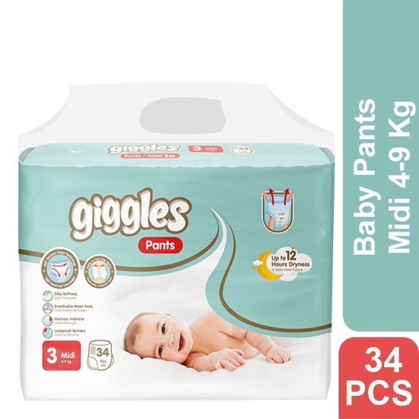 Giggles Baby Pants 3 Midi 4-9 Kg  34 Pcs