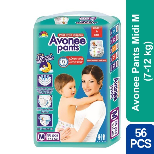 Avonee Baby Pants  M (7-12 kg) 56 pcs