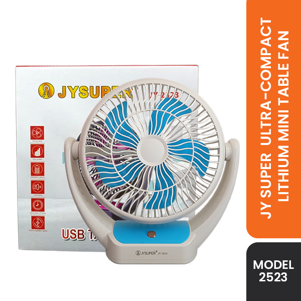 JY SUPER 2523 Ultra-Compact Lithium Mini Rechargeable USB Table Fan