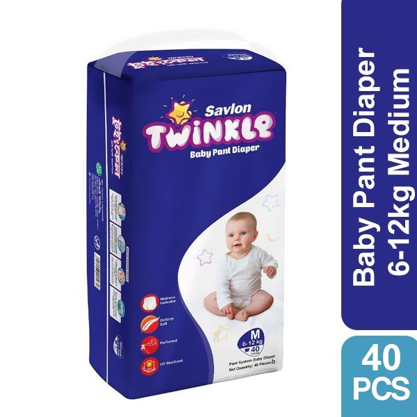 Savlon Twinkle Baby Pant Diaper 6-12kg  Medium 40 Pcs