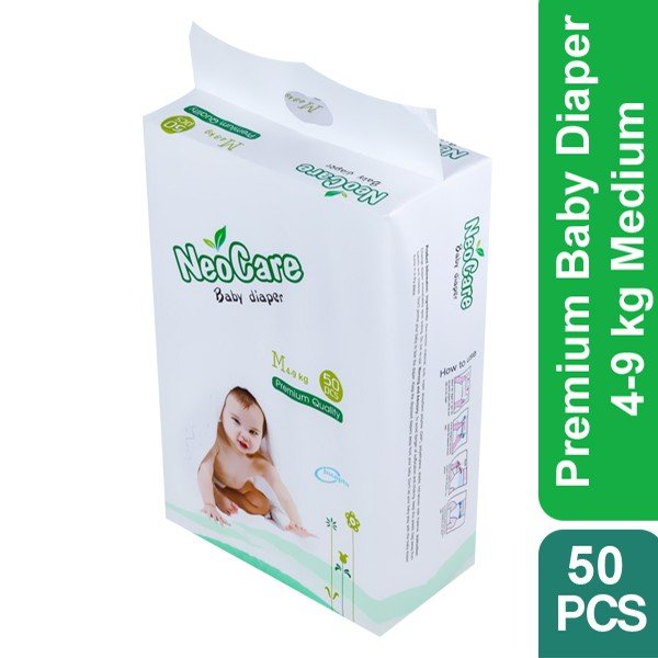 Neocare Premium Baby Diaper M (4–9 kg) – 50 Pcs