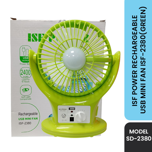ISF Power Rechargeable USB Mini Fan ISF-2380(Green)