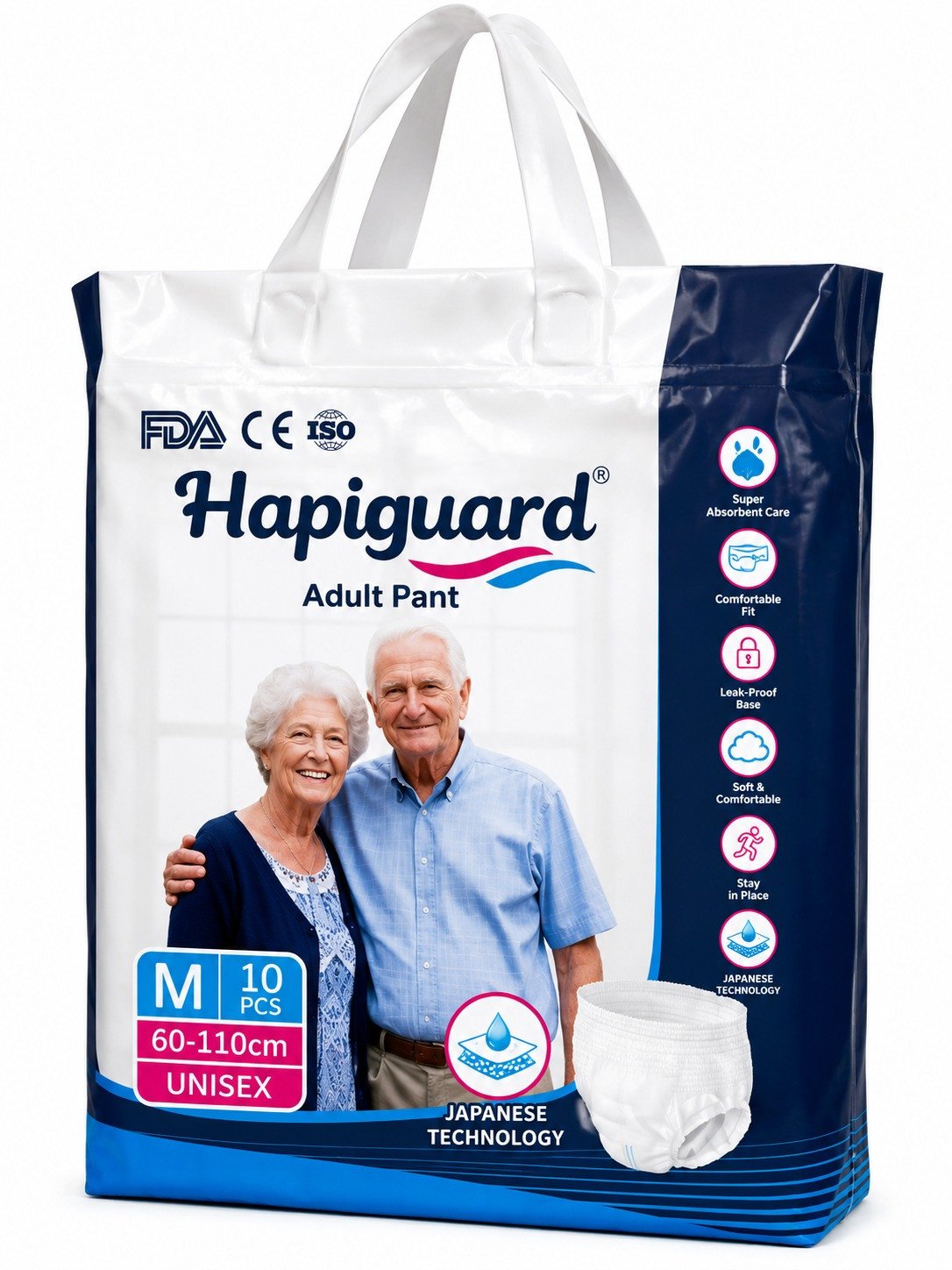 Hapiguard Adult Diaper Pant 60’110cm Medium 10 Pcs
