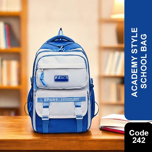 Academy Style School Bag Book Bag Lightweight College Student Backpack(blue) Code : 242