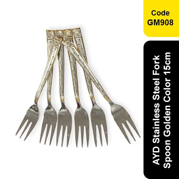 AYD Stainless Steel Fork Spoon Golden Color 15cm (GM 906)